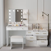 Ktaxon Makeup Vanity Desk Set W/9 Drawers & USB Charging Station, White - Durable