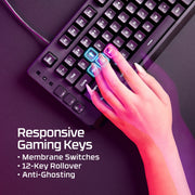HyperX Eve 1800 Wired Gaming Keyboard, RGB Lighting, Spill Resistant, 98-Key Layout, Black
