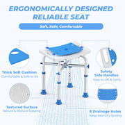 Kekoy 202D-3 Shower Chair for Elderly, 500lb Adjustable Height Bath Seat with Tool-Free Assembly