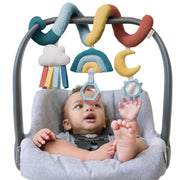 Itzy Ritzy Bitzy Spiral Car Seat and Stroller Activity Toy with Clinking Rings, Mirror, Textured Ribbons, Rainbow