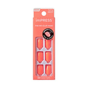 KISS IMC57 imPRESS Color Press On Nails, 'Prime Time', Orange, Short Squoval, 30 Count