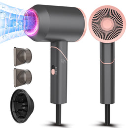 CshidWorld Hair Dryer D089, 1800W Fast Ionic Hair Blower with Constant Temperature Control, Negative Ion Technology, Foldable, Rose Gold