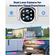 Toguard SC37 Wired Security Camera System, 10-Channel 10.1 in LCD NVR Monitor, 4pcs 2K Dual Lens 1080P PTZ IP Cameras, 500GB Hard Drive, Outdoor