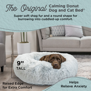 Best Friends by Sheri The Original Calming Donut Dog Bed , Shag Faux Fur, Frost Gray, Large