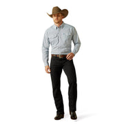 Ariat Sherwyn Classic Fit Snap-Front Long Sleeve Dress Shirt, White, 100% Cotton, Wrinkle-Free, Adjustable Double-Snap Cuffs, 10062248