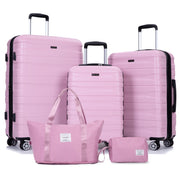 Tripcomp 5 Piece Hardside Travel Luggage (20/24/28) Set with TSA Lock, Pink
