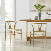 Better Homes & Gardens BH1402125171008 Springwood Wishbone Metal Dining Chair 2 Pack, Light Honey Color