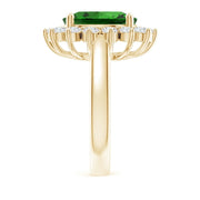 Zuwelria 5.95 Ct Oval Cut Green Emerald Gemstone Diamond Ring for Women, 18K Yellow Gold Plated Sterling Silver, Size 7