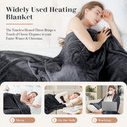 WISHEAD B408-001 Electric Heated Throw Blanket, 9 Heat Levels, Auto Shut-Off, 50x60 in, Dark Gray