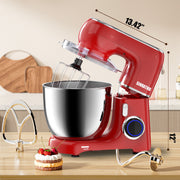 Sinrathu 6.5QT Kitchen Stand Mixer, 10-Speed Tilt-Head with Stainless Steel Bowl, Dough Hook, Beater, Whisk, Empire Red, 1530