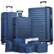 Gowill 3 Piece Luggage Set, 20/24/28 Inch Hardside Suitcases with 7 Organizer Bags, Blue