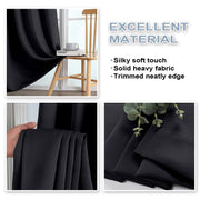 OVZME Wider 2 Panels Set, Solid Thermal Insulated Privacy Drapes Curtains, Black, 50 in W x 84 in L - Easy Maintenance