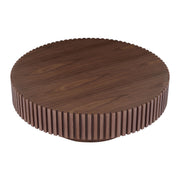 Kevinplus 31.5 Inch Round Coffee Table with Sturdy Pedestal Base, Walnut Finish, Compact Design for Apartment and Living Room