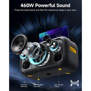 Ikarao Break X1 Karaoke Machine, 13.3-Inch Rotatable HD Touchscreen, 460W Bluetooth Speaker, Dual Self-Charging Wireless Microphones, Portable All-In-One System
