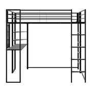 FurniHQ SCXZ-6W7-608 Twin Size Loft Bed with Desk and Shelves, Metal Frame, Full-length Guardrail, Hold up to 200lbs, Black 79.53