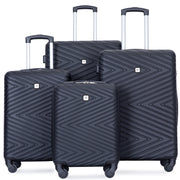 Travelhouse 4 Piece Hardshell Luggage Set Hardside Lightweight Suitcase w/TSA Lock Spinner Wheels, Black