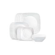 Corelle 1147223 16 Piece Cherish Square Dinnerware Set, White
