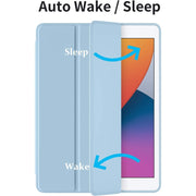 Funbiz iPad10.2-TPU-PU-QL Case for Apple iPad 9th 8th 7th Generation 10.2 inch Case Cover with Pencil Holder, Light Blue