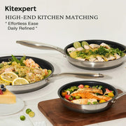 Kitexpert Nonstick Frying Pans Set, 6 Pcs, Titanium Ceramic Coating, Star-Textured Interior, Oven Safe to 450F, Dishwasher Safe, All Cooktops Compatible