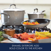 Rachael Ray 17640-T 15 Pc Hard Enamel Nonstick Cookware Set, Red