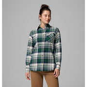 Columbia Women's Calico Basin Flannel Long Sleeve Shirt, Rain Forest Multiplaid, Cotton Blend, Regular Fit, 2XL, 2052431375XXL
