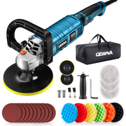 GEWNA PGJ-001 1600W 7 inch/6 inch Rotary Buffer Polisher with 7 Variable Speed 1000-3500 Rpm, Blue