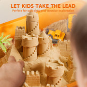 Klever Kits Construction Sensory Bin with Glow-in-the-Dark Rocks, Mess-Free Moldable Sand, Vehicle Toys, Castle Molds, Storage Container for Kids Age 3+