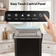 EUHOMY Countertop Ice Maker, Portable, 26 lb Daily Output, 9 Bullet Ice Cubes in 6 Minutes, 2 Ice Sizes, Self-Cleaning, 1.1L Water Tank, Black, IM021-B1