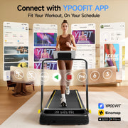 YPOO Foldable Treadmill w/Incline & Handle, Portable Walking Pad for Home/Office, 300 lb Capacity, Remote Control