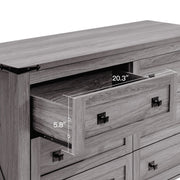 CHITOOMA Wooden Dresser, 6 Oversized Drawers, Dual Handle Design, Gray and Walnut Finish, 47.2 in