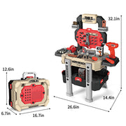 ALLJOY 8028A Kids Work Bench with 78-Piece Tool Set, Electric Drill, Interactive Learning Buttons, Convertible Toolbox and Workbench, Durable ABS Plastic