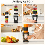 HoninJoy Smoothie Blender, 650W Personal Blenders for Shakes and Smoothies with Grinder Cup & 2 BPA-Free Portable Cups