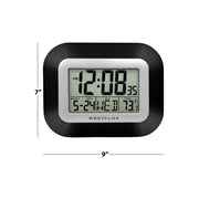 Westclox Black Digital LCD Wall Clock with Date, Day and Temperature