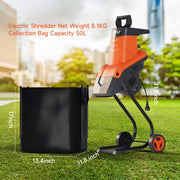 AIVOLT Electric Wood Chipper Shredder Mulcher, 15-Amp Motor, 1.8-Inch Branch Capacity, 50L Collection Bag, Portable with 7-Inch Wheels