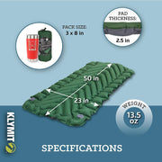Klymit Static V Sleeping Pad, One Size, Green - Lightweight