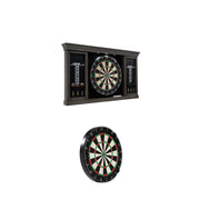 Barrington Billiards Palmer Wood Dartboard Cabinet with LED Lighting, 18-Inch Self-Healing Bristle Dartboard, Steel Tip Dart Set, Wall Mount, Indoor Game Room, DB410Y20040