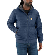 Carhartt Men's Gilliam Active Insulated Hooded Jacket, Rain Defender Water Repellent, Cordura Fabric, Wind Fighter Technology, Dark Blue, Large, 106543