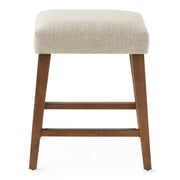 Mainstays Backless Upholstered Counter Stool, Nathan Sand, Cushioned Seat, Brown Wooden Frame, Stackable Design