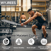 Gomok Macebell Clubbell Adjustable Steel Weighted Club 6.6-26.4 lb Silver for Muscle Building Shoulder Grip Forearms Workout