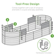 Best Choice Products Outdoor Raised Metal Oval Garden Bed, 16 Cubic Feet, 24-Inch Depth, Charcoal, 4x2x2 ft