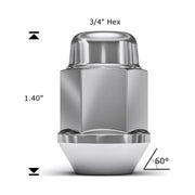 White Knight 951704S Chrome 1/2-20 Bulge Acorn Lug Nut, Silver, Pack of 20