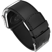 MobyFox APSTMBF022TGTO4001X007 Leather Watch Band, Premium Genuine Black Leather, Compatible with Apple Watch Series 1-10 and Most 22mm Smartwatches, Stainless Steel Hardware, Universal Fit