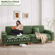 HOMSHADE 101 in Sofa Couch, 24 in Deep Seat, Corduroy Upholstered, Oversized Loveseat with Storage Armrest, Cup Holder, 2 Pillows, Green