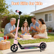 SIMATE Electric Scooter for Kids Ages 6-14, 3 Adjustable Heights, Dual Braking System, LED Display, Lighting Lamp, 130W Motor, 10mph Top Speed, 5 Mile Range, Blue