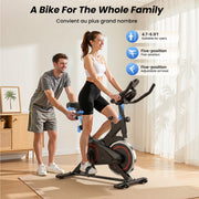 Patbrela Indoor Exercise Bike, 100% Adjustable Resistance, Quiet Operation, Compact Design, Black, QK101
