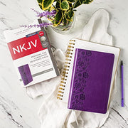 Thomas Nelson NKJV End-of-Verse Reference Bible, Personal Size, Large Print Comfort Print, Leathersoft Purple Cover, Red Letter Edition