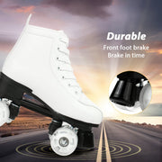 EONROACOO Teen Kids Skates with Light up Wheels, White Roller Skates for Girls Boys (Youth 4/Women's 4.5/Men 4)