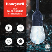 Honeywell 24 ft. Color Changing LED String Light Set, 8 Shatter-Resistant Bulbs, Remote Control, Multicolor, Warm White, ST124E216185