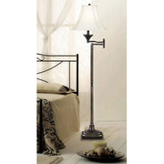 Kenroy Home Wentworth Swing Arm Floor Lamp with 15 inch diameter Cream Cut Corner Square shade