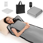 Naipo Infrared Sauna Blanket Portable Home Sauna with Adjustable Temperature and Timer, Grey, 6 ft x 2.6 ft, FUL-8207